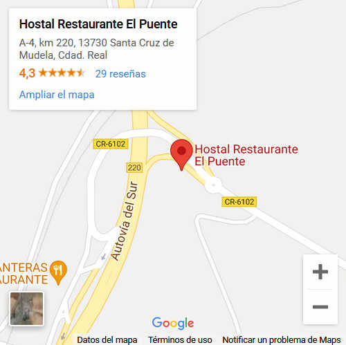Situación Hostal Restaurante El Puente